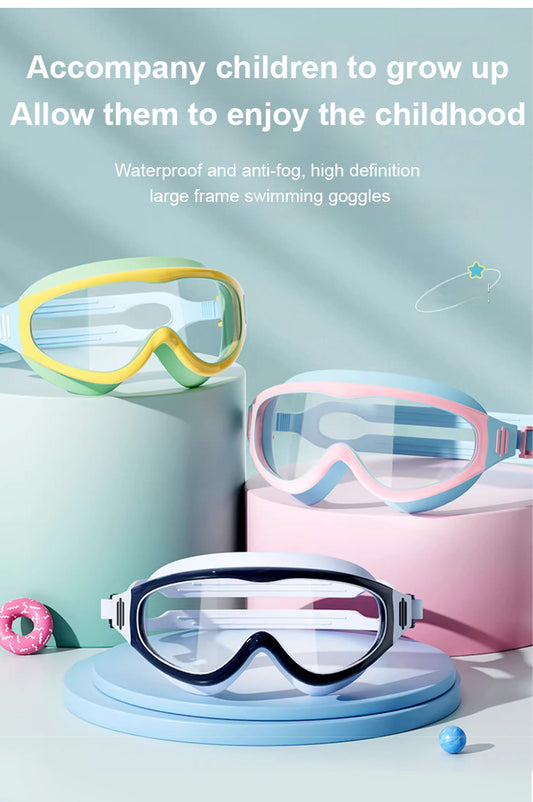 Large frame waterproof and anti-fog swimming goggles (Multicolor)