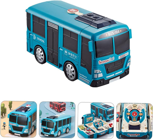 Transformer Bus Toy with Steering Wheel For Kids (Blue)