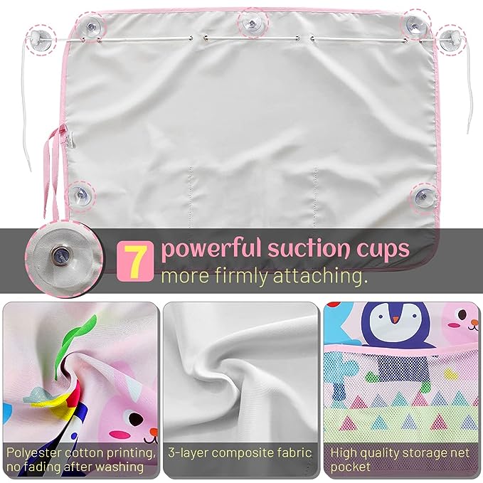 Curtain Sun Visor Blinds Cover With Storage Pocket For Baby