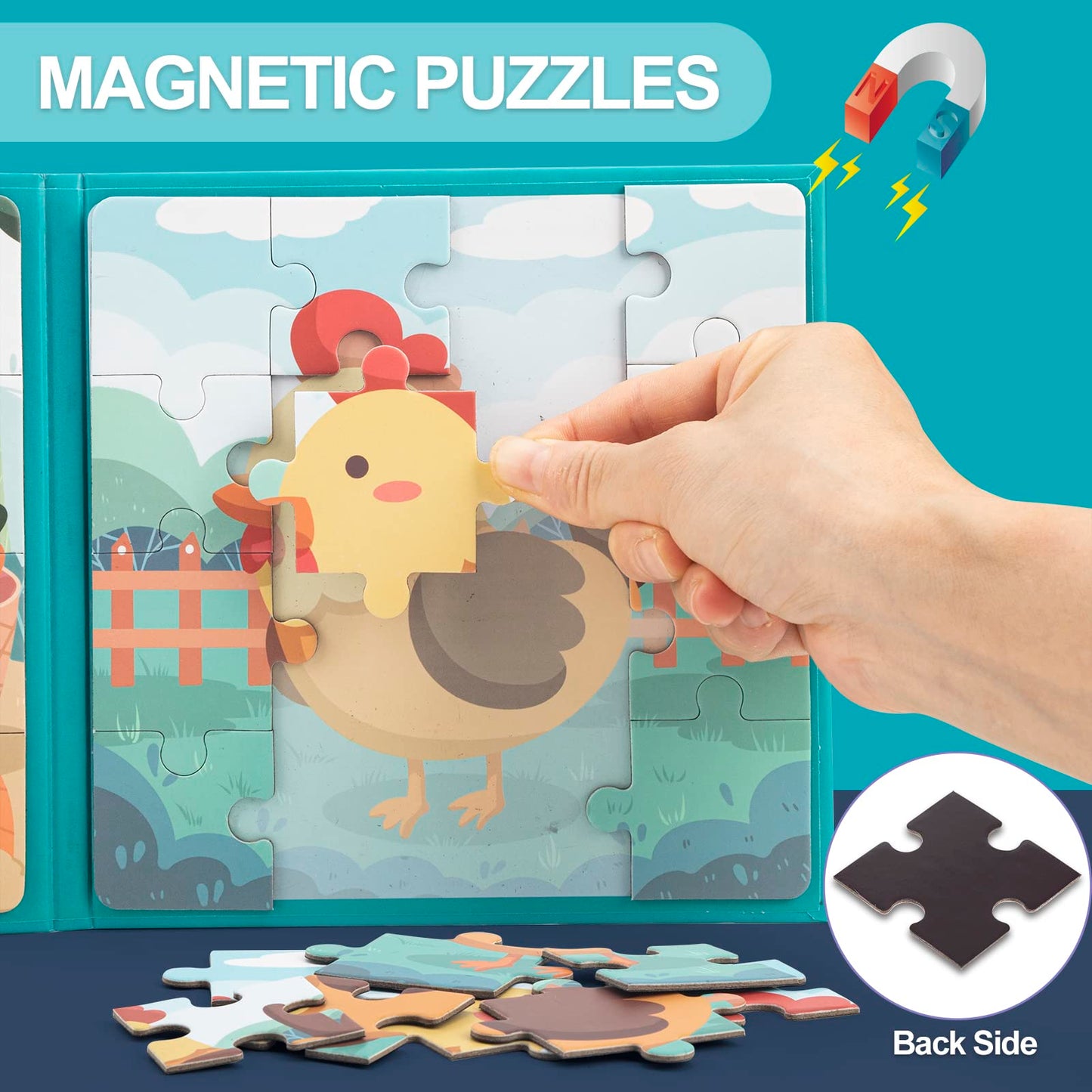 Wooden 3-in-1 Magnetic Advanced Folding Puzzle