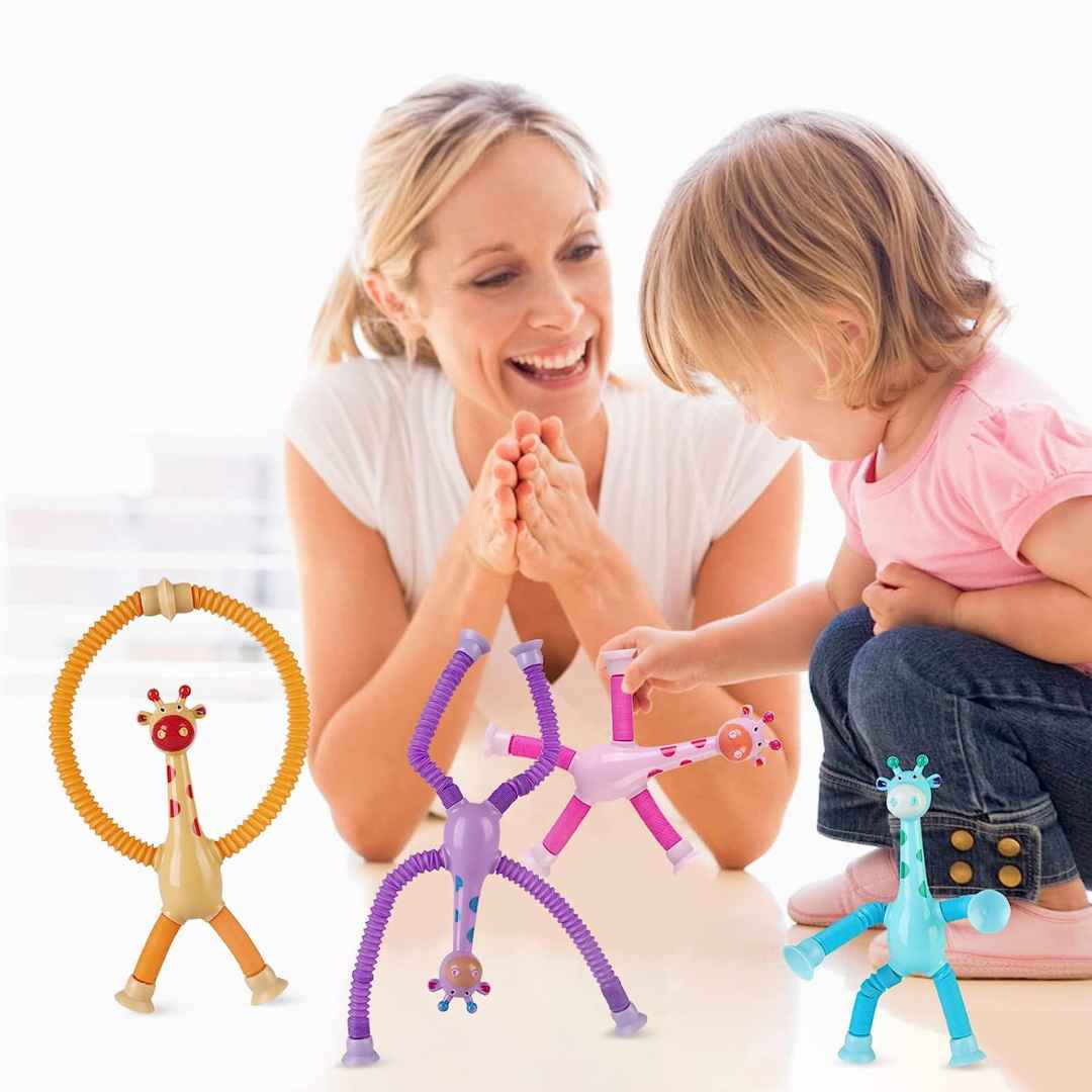 Giraffe Trio Telescopic Suction Toy (3 Pieces)