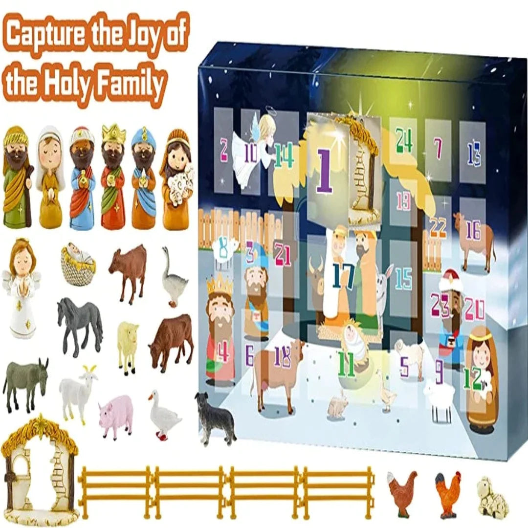 Divine Countdown: Nativity Scene Advent Calendar Set