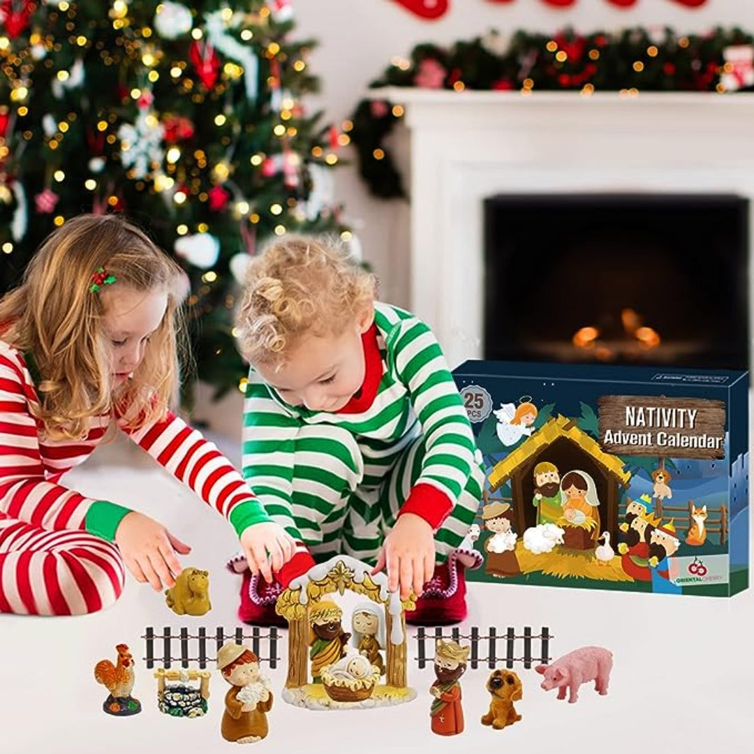 Divine Countdown: Nativity Scene Advent Calendar Set